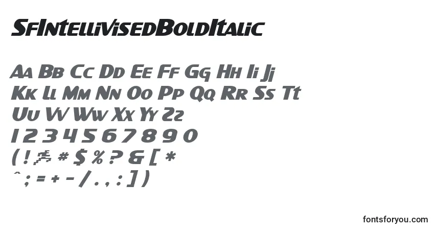 Schriftart SfIntellivisedBoldItalic – Alphabet, Zahlen, spezielle Symbole
