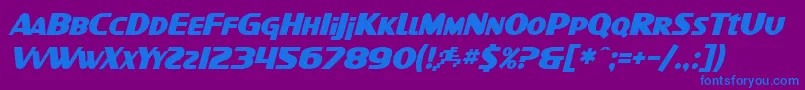 フォントSfIntellivisedBoldItalic – 紫色の背景に青い文字