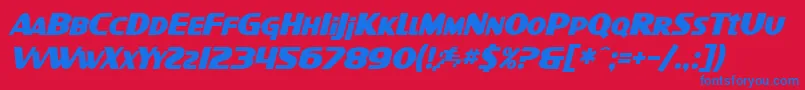 SfIntellivisedBoldItalic-fontti – siniset fontit punaisella taustalla
