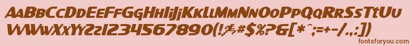 SfIntellivisedBoldItalic-fontti – ruskeat fontit vaaleanpunaisella taustalla