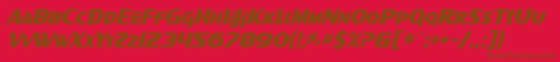 SfIntellivisedBoldItalic-Schriftart – Braune Schriften auf rotem Hintergrund