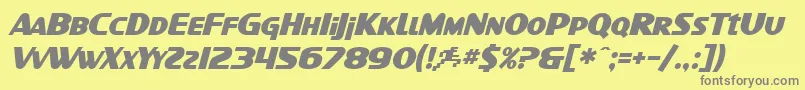 SfIntellivisedBoldItalic-fontti – harmaat kirjasimet keltaisella taustalla