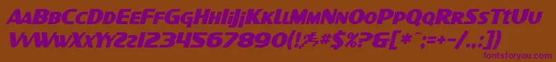 SfIntellivisedBoldItalic-fontti – violetit fontit ruskealla taustalla