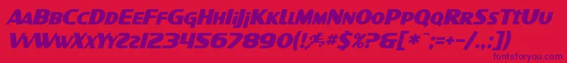 SfIntellivisedBoldItalic-fontti – violetit fontit punaisella taustalla