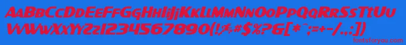 フォントSfIntellivisedBoldItalic – 赤い文字の青い背景