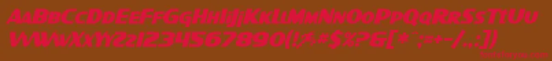 SfIntellivisedBoldItalic-fontti – punaiset fontit ruskealla taustalla