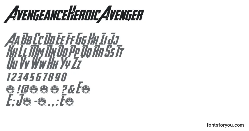 Fuente AvengeanceHeroicAvenger (97763) - alfabeto, números, caracteres especiales