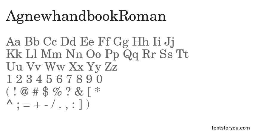 Czcionka AgnewhandbookRoman – alfabet, cyfry, specjalne znaki