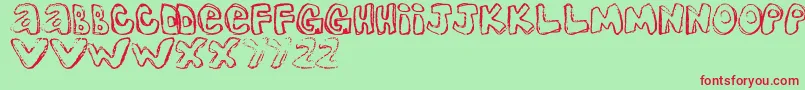 One Font – Red Fonts on Green Background