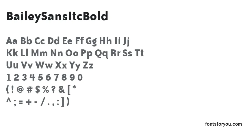 Czcionka BaileySansItcBold – alfabet, cyfry, specjalne znaki