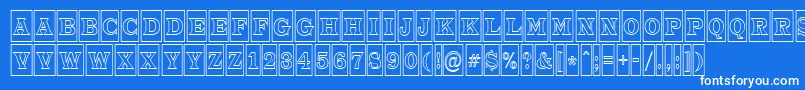 ATrianglercmotl-Schriftart – Weiße Schriften auf blauem Hintergrund
