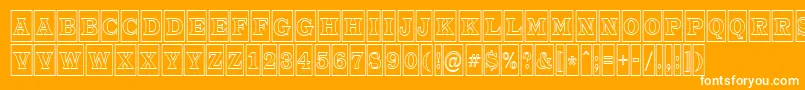 ATrianglercmotl-Schriftart – Weiße Schriften auf orangefarbenem Hintergrund