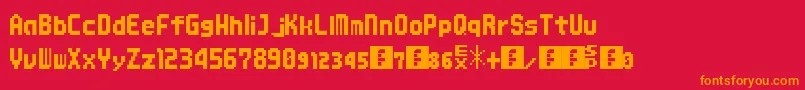Mmbnthick-Schriftart – Orangefarbene Schriften auf rotem Hintergrund