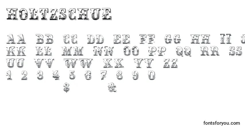 Czcionka Holtzschue – alfabet, cyfry, specjalne znaki