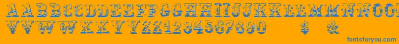 Holtzschue Font – Blue Fonts on Orange Background