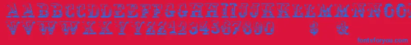 Holtzschue Font – Blue Fonts on Red Background