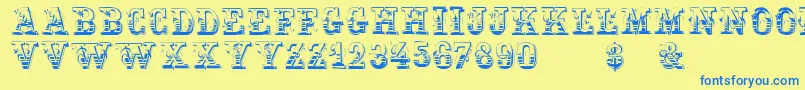 Holtzschue Font – Blue Fonts on Yellow Background