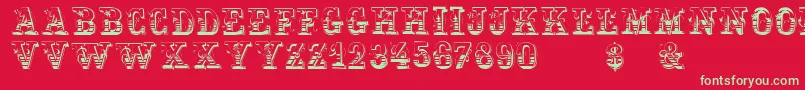 Holtzschue Font – Green Fonts on Red Background