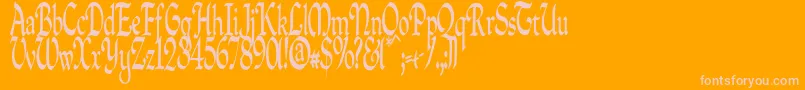 Quillperpendicularcondensed-Schriftart – Rosa Schriften auf orangefarbenem Hintergrund