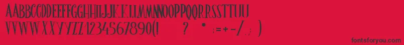 フォントLeGrimoireDuBonheur – 赤い背景に黒い文字