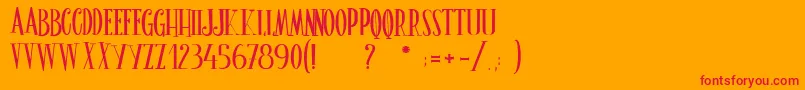 フォントLeGrimoireDuBonheur – オレンジの背景に赤い文字