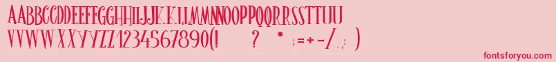 フォントLeGrimoireDuBonheur – ピンクの背景に赤い文字