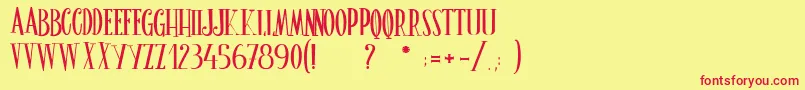 LeGrimoireDuBonheur-Schriftart – Rote Schriften auf gelbem Hintergrund