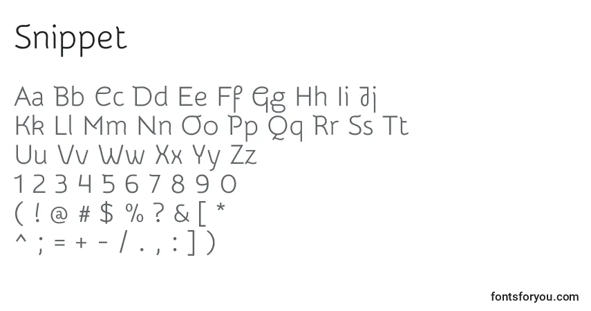 Шрифт Snippet – алфавит, цифры, специальные символы