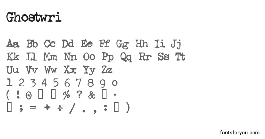 Czcionka Ghostwri – alfabet, cyfry, specjalne znaki