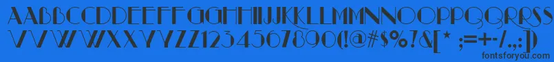 Raconteurnf-Schriftart – Schwarze Schriften auf blauem Hintergrund