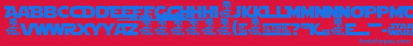 StarJediLogoDoubleline1 Font – Blue Fonts on Red Background