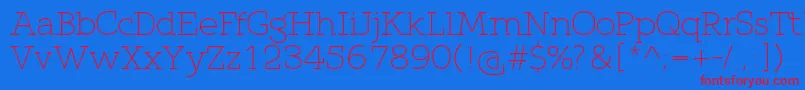 QlarendonLight Font – Red Fonts on Blue Background