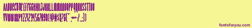 Devilsummonercond-Schriftart – Violette Schriften auf gelbem Hintergrund