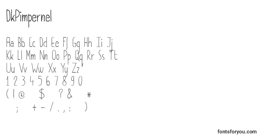Schriftart DkPimpernel (97794) – Alphabet, Zahlen, spezielle Symbole