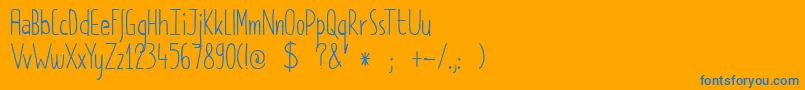 Więcej informacji o czcionce DkPimpernel Czcionka DkPimpernel – niebieskie czcionki na pomarańczowym tle