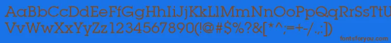 Lubalingraitctee-Schriftart – Braune Schriften auf blauem Hintergrund