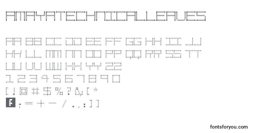 Schriftart AmayaTechnicalLeaves – Alphabet, Zahlen, spezielle Symbole