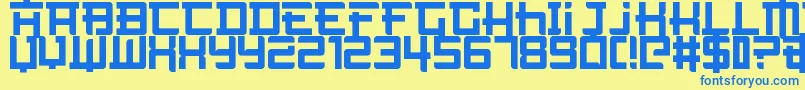 Fonte NotTheFarEast – fontes azuis em um fundo amarelo