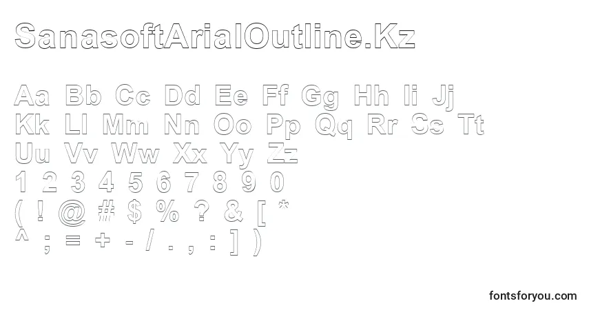 SanasoftArialOutline.Kz font – alphabet, numbers, special characters