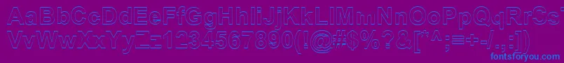 SanasoftArialOutline.Kz Font – Blue Fonts on Purple Background