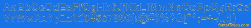 SanasoftArialOutline.Kz Font – Orange Fonts on Blue Background