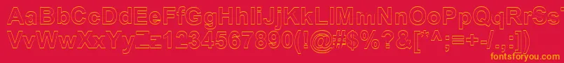 SanasoftArialOutline.Kz Font – Orange Fonts on Red Background