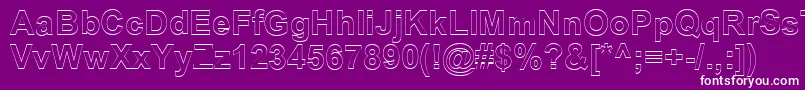 Fonte SanasoftArialOutline.Kz – fontes brancas em um fundo violeta