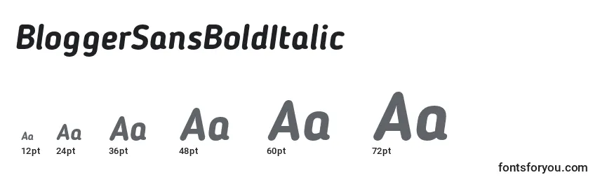 Размеры шрифта BloggerSansBoldItalic