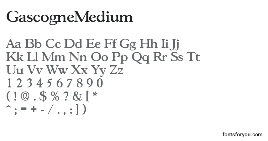 GascogneMediumフォント–アルファベット、数字、特殊文字