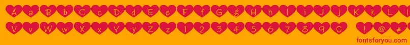 Fonte Heartattack – fontes vermelhas em um fundo laranja