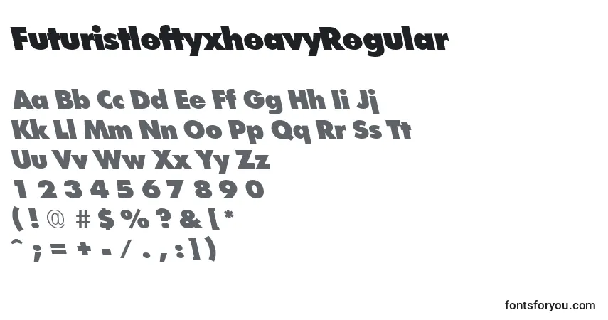 Schriftart FuturistleftyxheavyRegular – Alphabet, Zahlen, spezielle Symbole