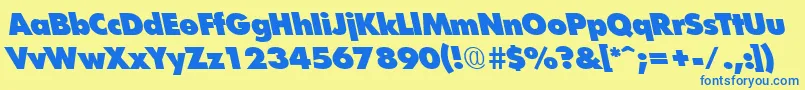 FuturistleftyxheavyRegular Font – Blue Fonts on Yellow Background