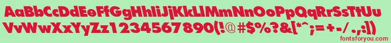 FuturistleftyxheavyRegular Font – Red Fonts on Green Background