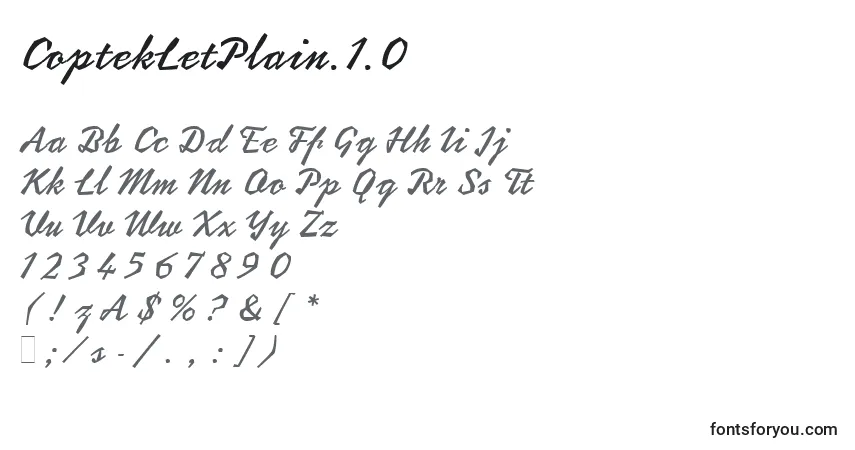 Czcionka CoptekLetPlain.1.0 – alfabet, cyfry, specjalne znaki